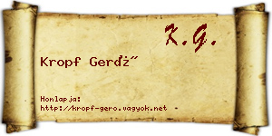 Kropf Gerő névjegykártya